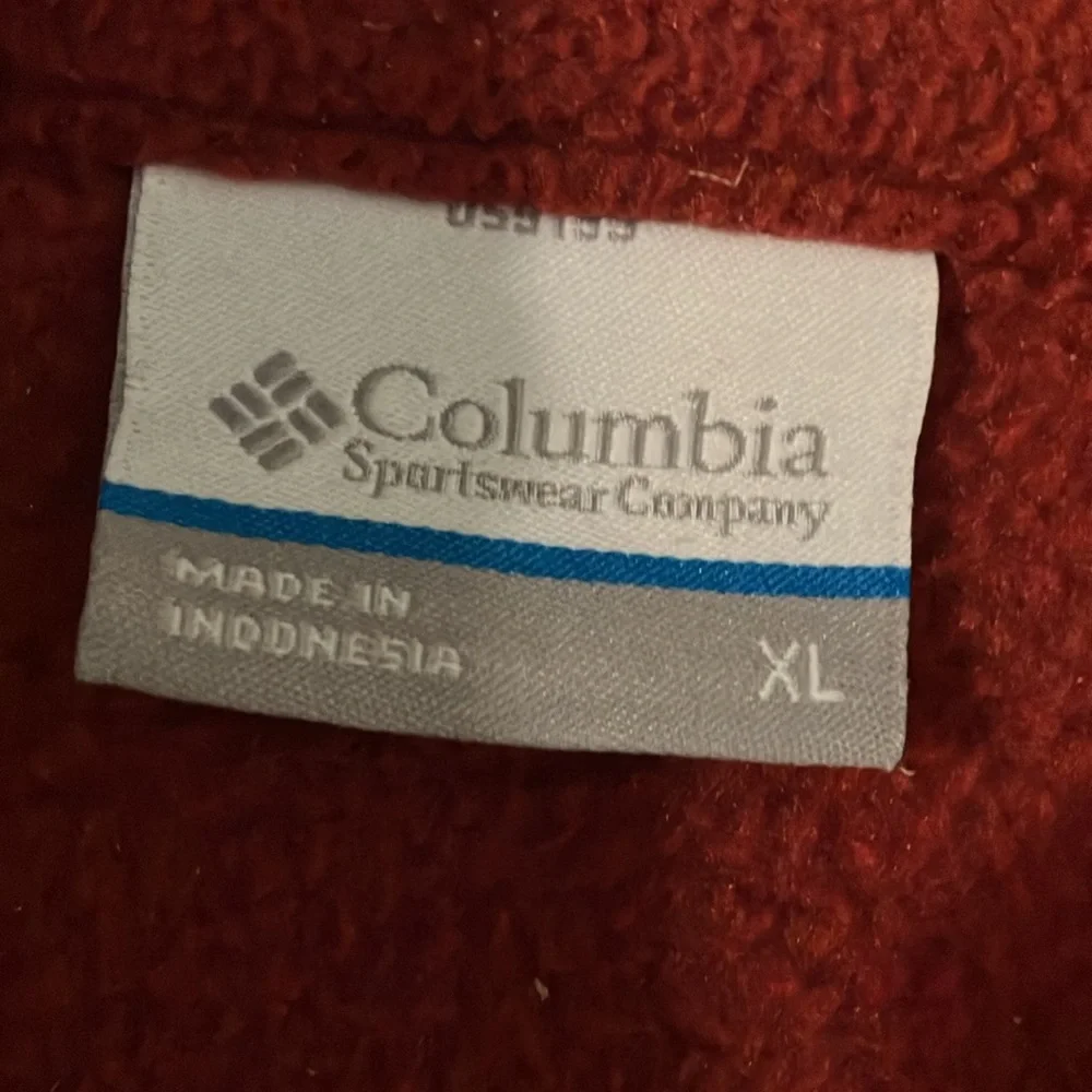 Columbia Men’s Red Fleece Full Zip Jacket w/Zippered Pockets Sz XL